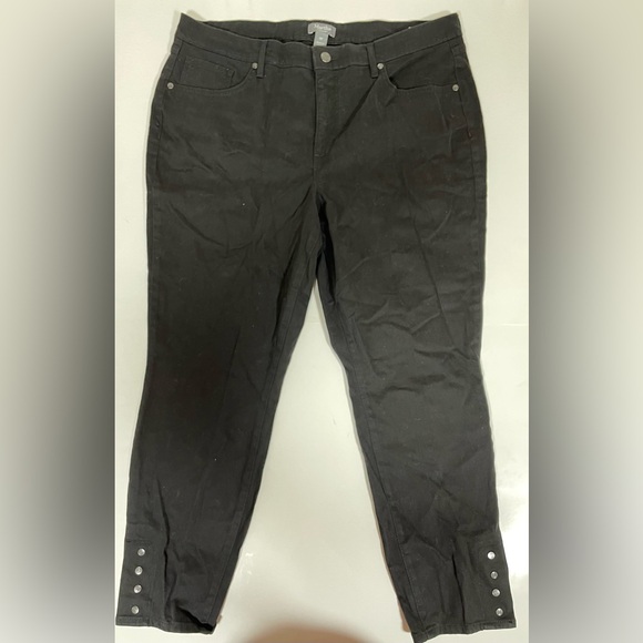 Martha Stewart Denim - Martha Stewart Black Skinny Ankle Button Pants Size 16P